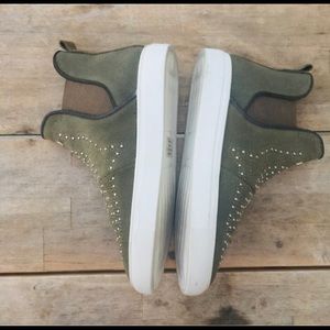 Report Collection Olive Green Studded Slip-On Sneakers